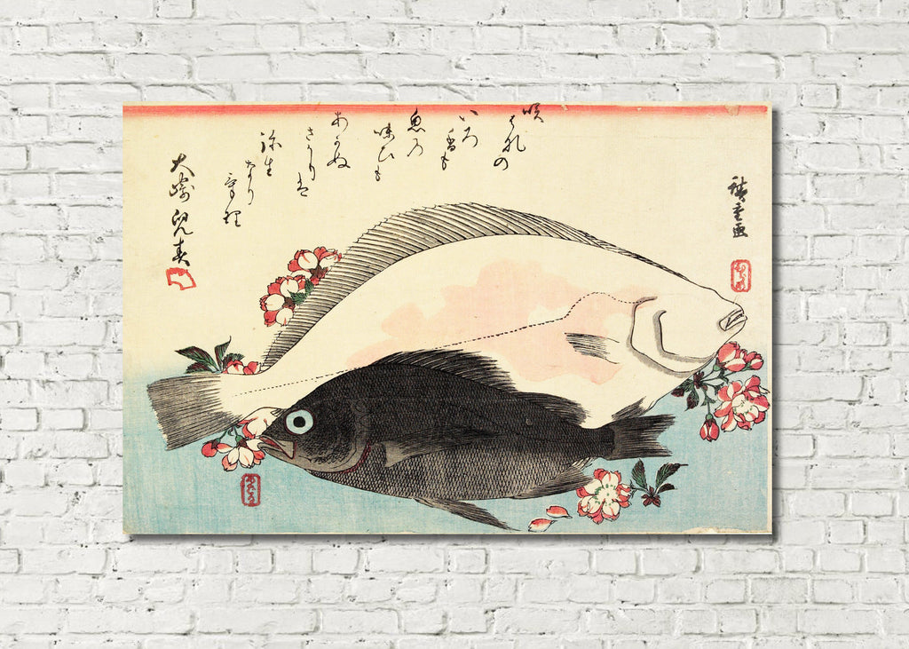 Fish Print Halibut Rockfish Andō Hiroshige, Japanese Art