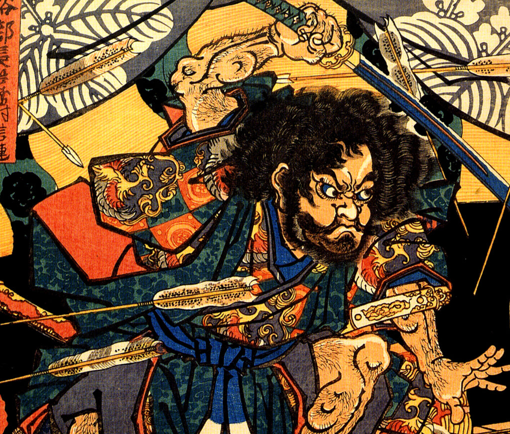 Utagawa Kuniyoshi, Japanese Fine Art Print, Hasebe Nobutsura during the taira attack on the takakura palace