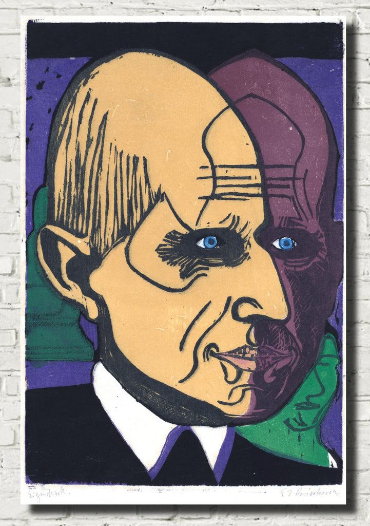 Ernst Ludwig Kirchner Expressionism Fine Art Print, Head of Dr. Bauer