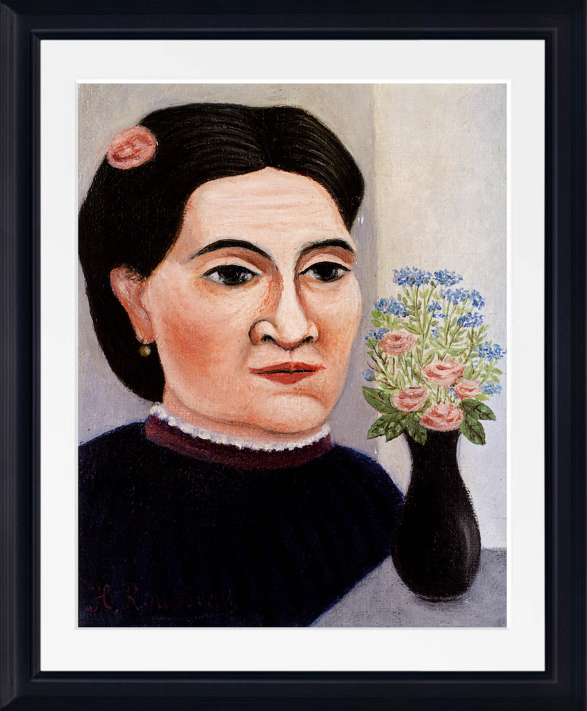 Henri Rousseau Framed Art Print, Portrait of a Woman with Flowers