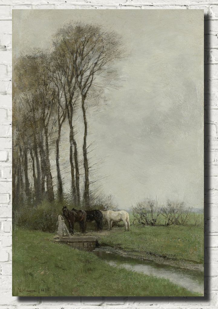 Horses at the fence, Anton Mauve Fine Art Print
