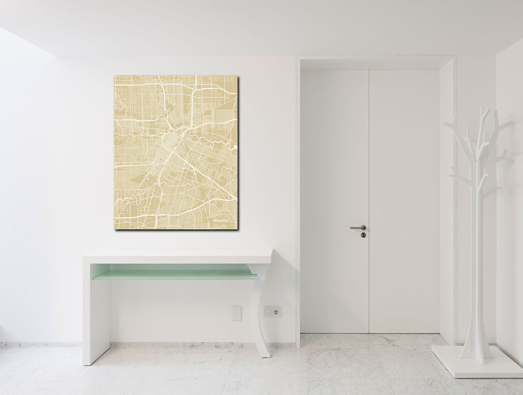 Houston City Street Map Print Feature Wall Art Poster