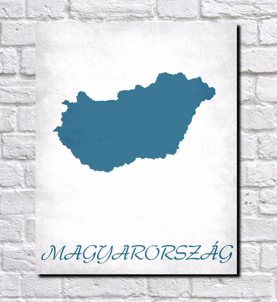 Hungarian Map Print Outline Wall Map of Hungary