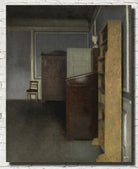 Wilhelm Hammershoi Fine Art Print, Interior, Strandgade 30 [Living room with bookshelves and writing desk]