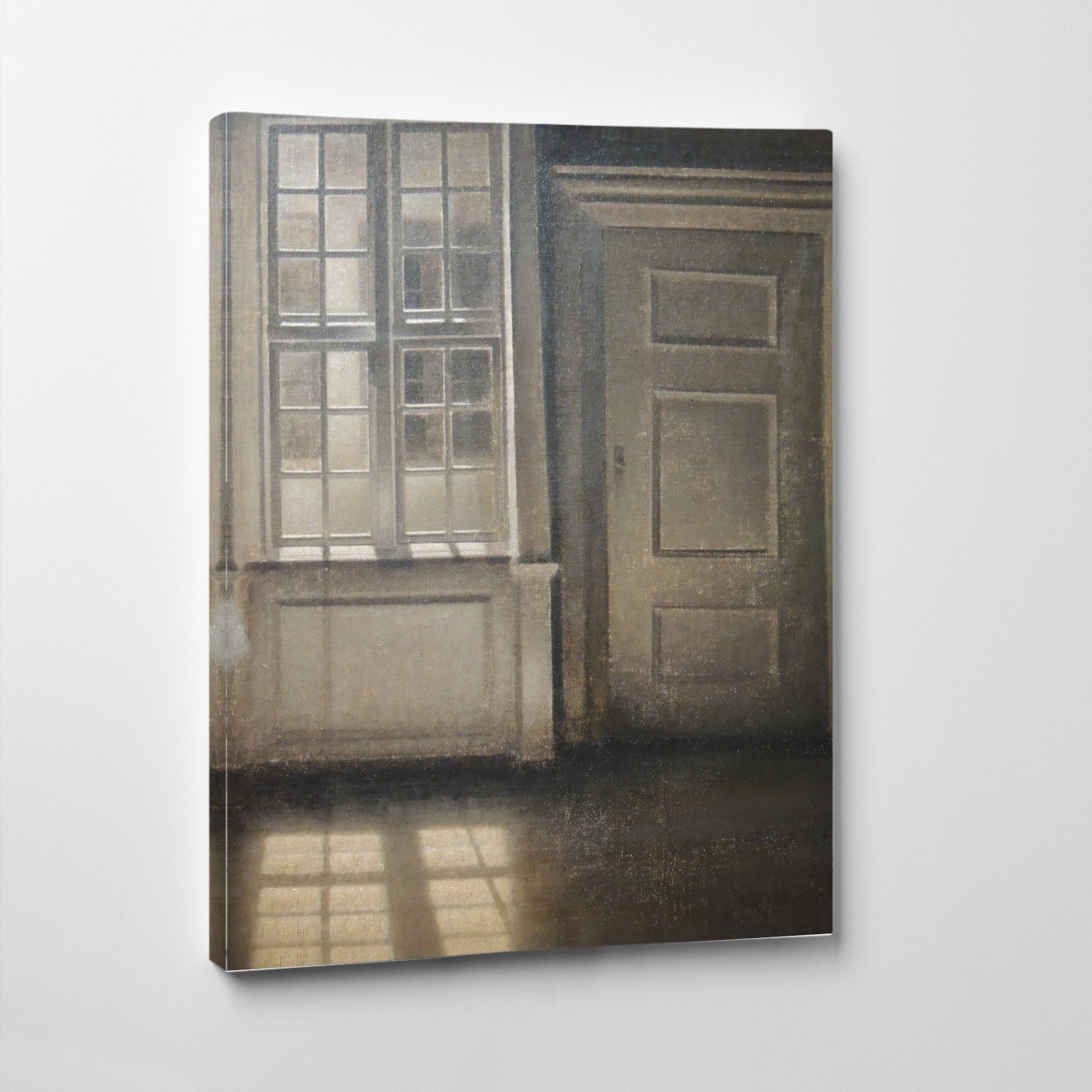 Vilhelm Hammershoi, Interior, Sunlight on the Floor, Gallery Quality Canvas Reproduction