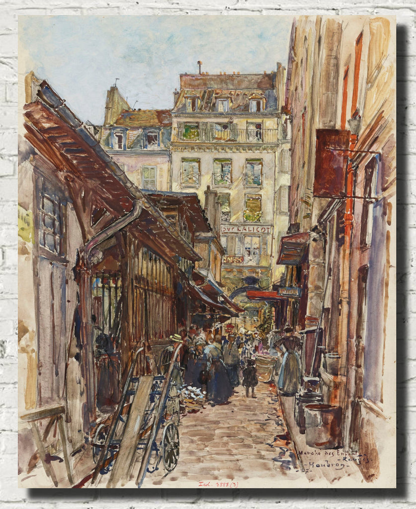 Frederic Anatole Houbron Fine Art Print, Interior of the Marché des Enfants-Rouges, in 1907. 3rd arrondissement