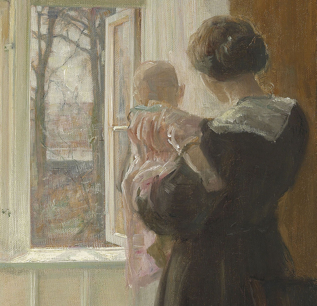 Carl Holsøe Fine Art Print, Interior with Mother and Child