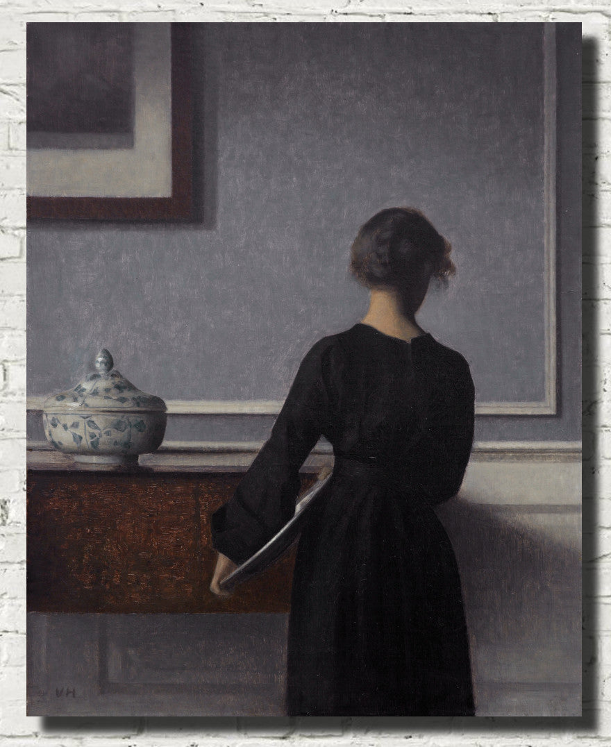 Wilhelm Hammershoi Fine Art Print, Interior with Young Woman from Behind
