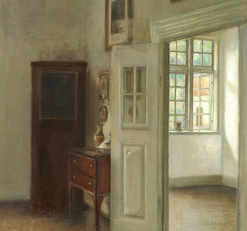 Carl Holsøe Fine Art Print, Interior with an open door