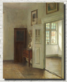 Carl Holsøe Fine Art Print, Interior with an open door