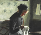Laurits Andersen Ring Fine Art Print, Interior with sewing woman