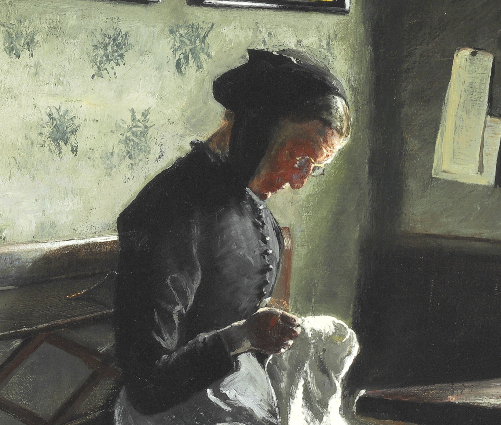 Laurits Andersen Ring Fine Art Print, Interior with sewing woman