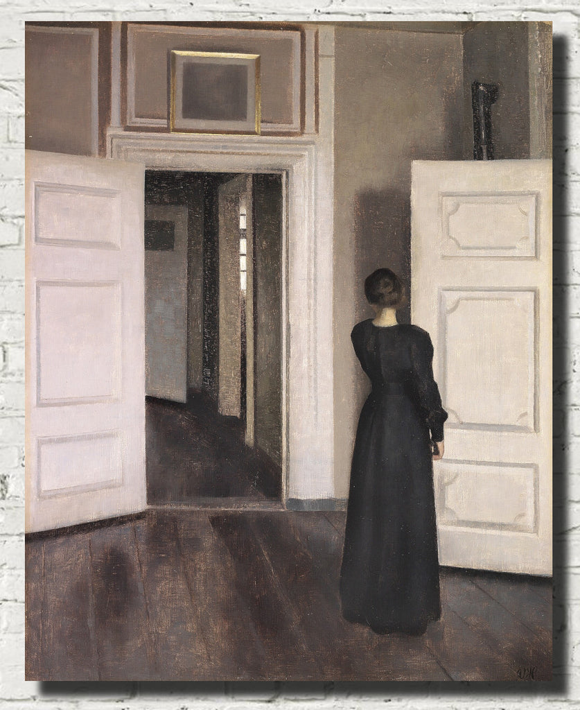 Wilhelm Hammershoi Fine Art Print, Interior with the artist's wife Ida in their home at Strandgade 30
