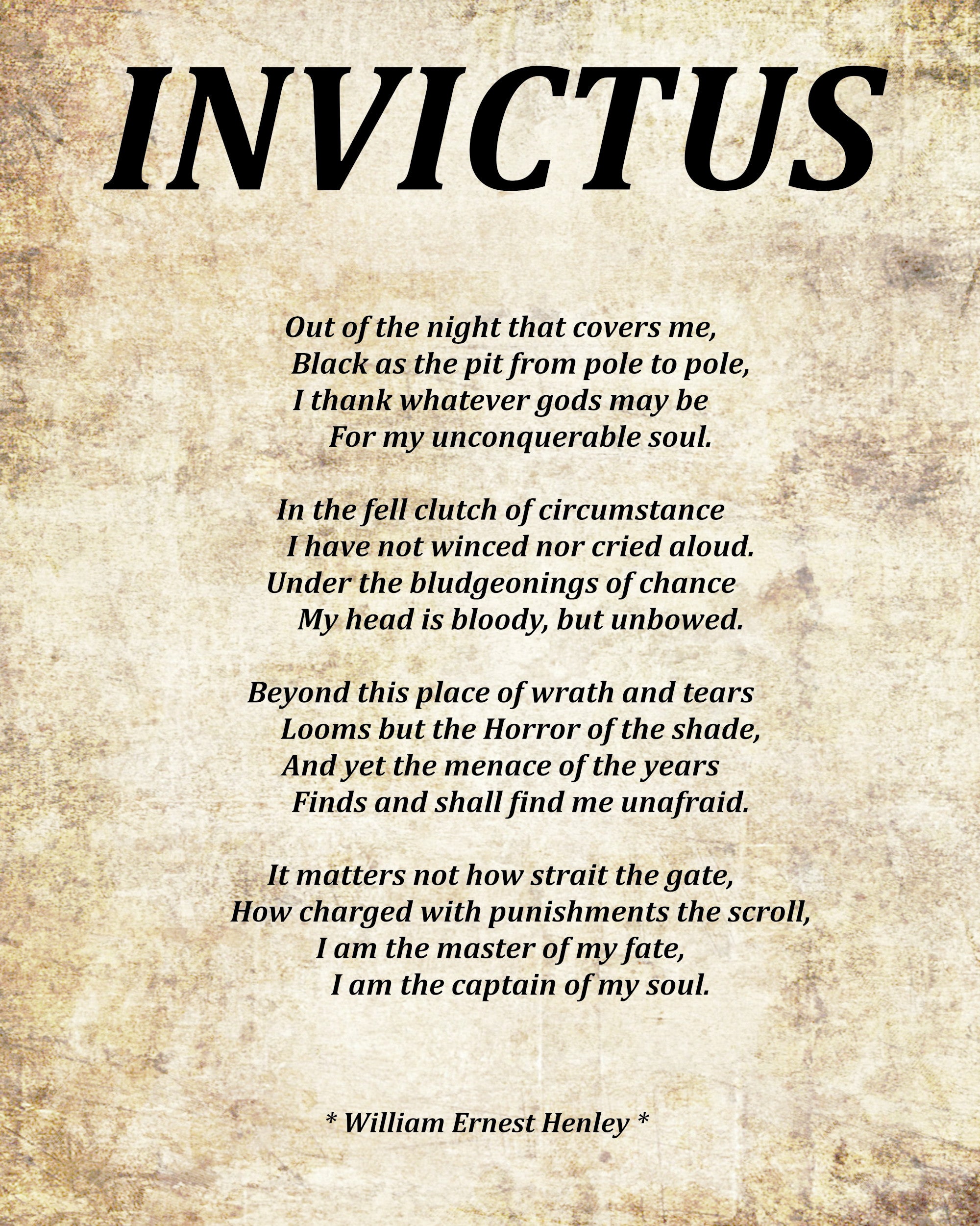 invictus poemwilliam ernest henley, typography print