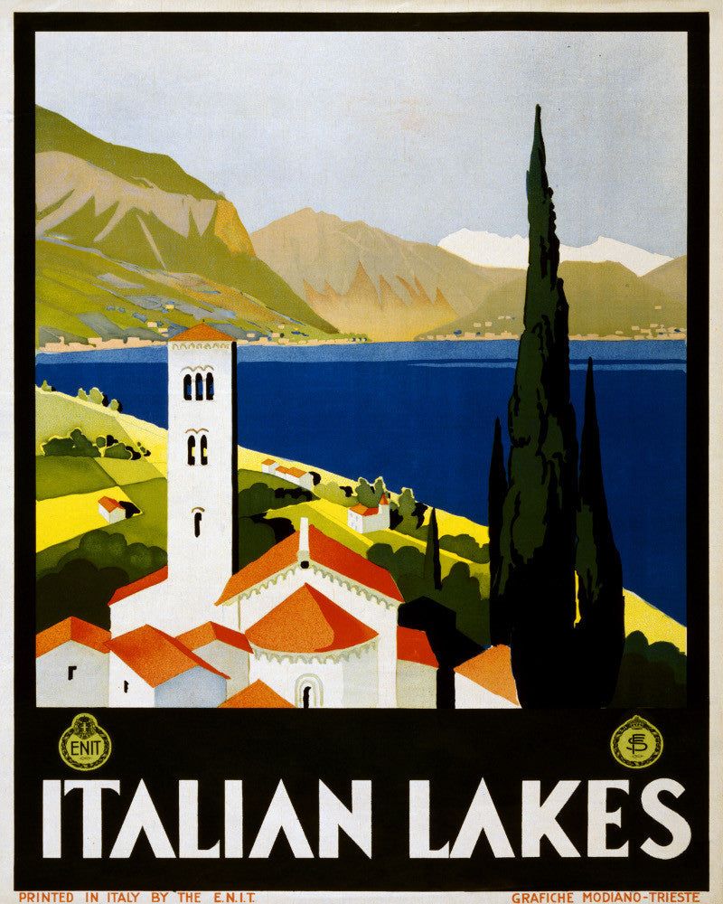 Italian Lakes Print Vintage Travel Poster Art - OnTrendAndFab