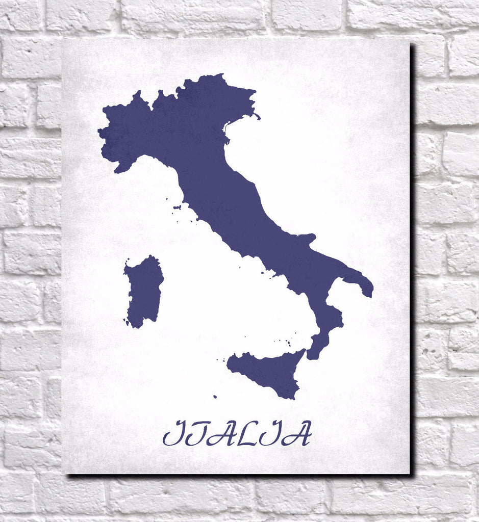 Italian Map Print Outline Wall Map of Italy