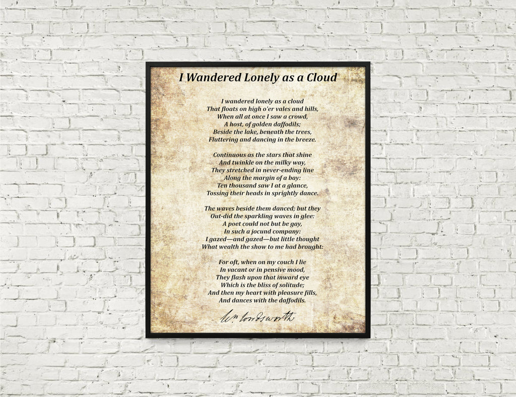 I Wandered Lonely as a Cloud, Poem by William Wordsworth, Typography P