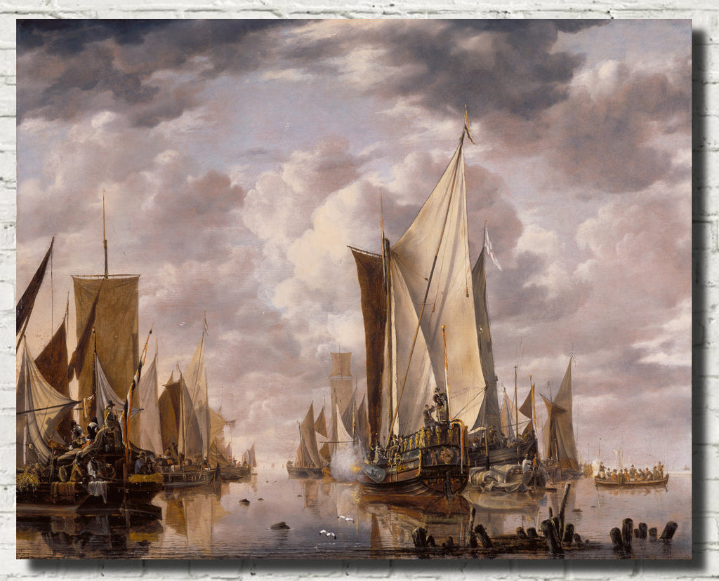 Jan van de Cappelle Fine Art Print, States General Yacht Firing a Salute