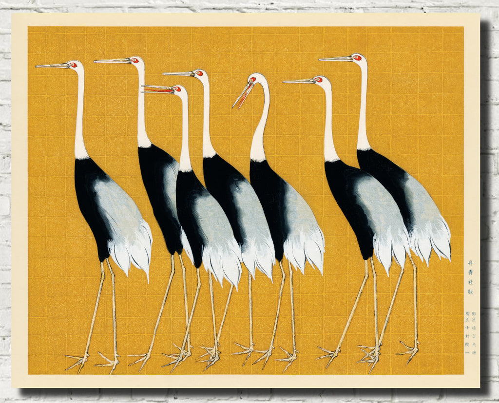 Ogata Korin Japanese Fine Art Print, Red Crown Cranes