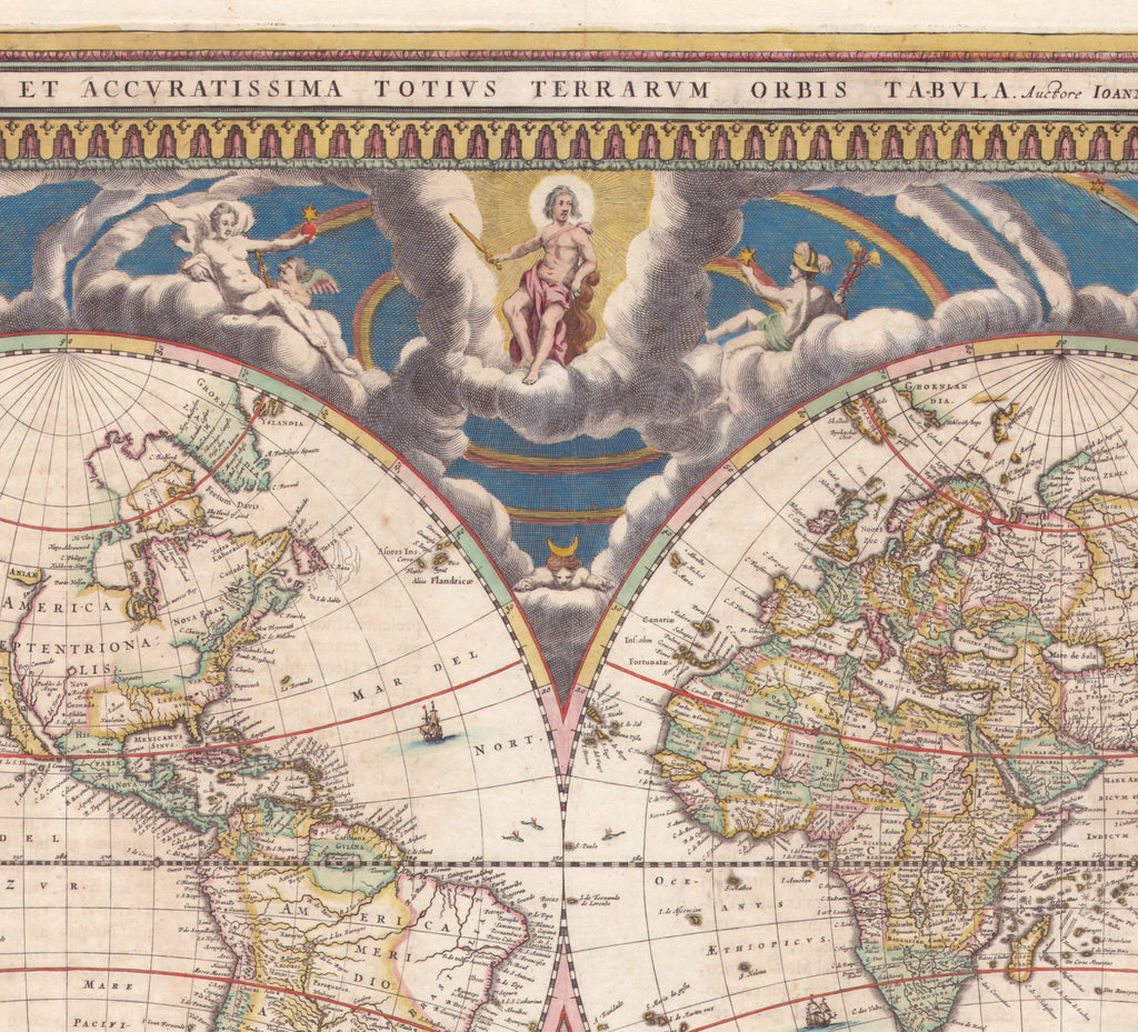 World Map 1659 2 Hemispheres, Joan Blaeu  9571