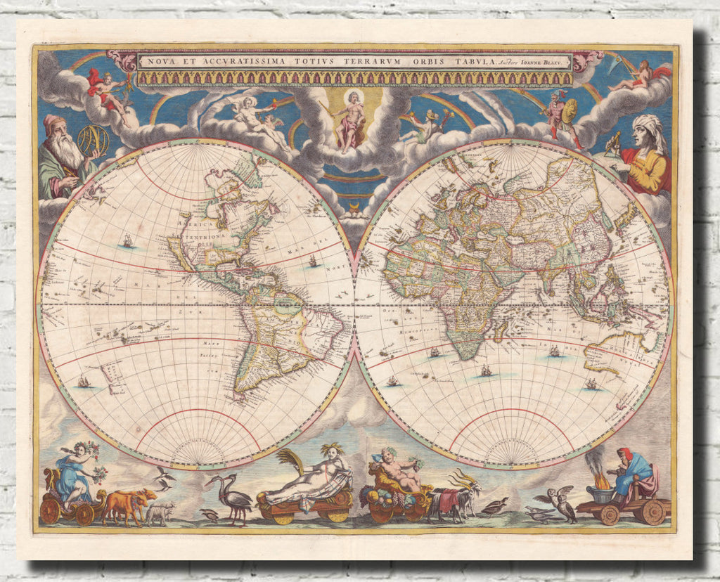 World Map 1659 2 Hemispheres, Joan Blaeu  9571
