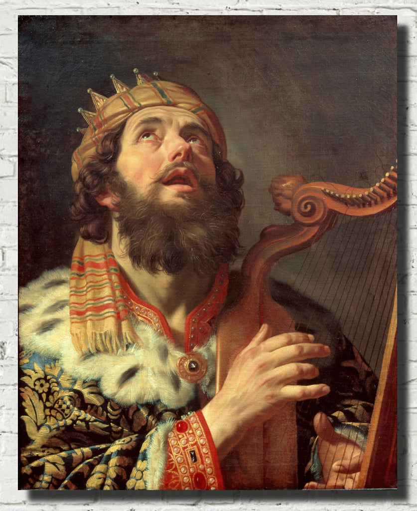 King David Playing the Harp, Gerard van Honthorst Fine Art Print