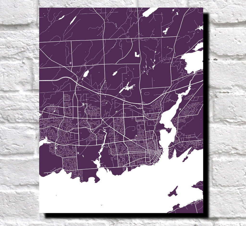 Kingston Ontario City Street Map Print Feature Wall Art Poster