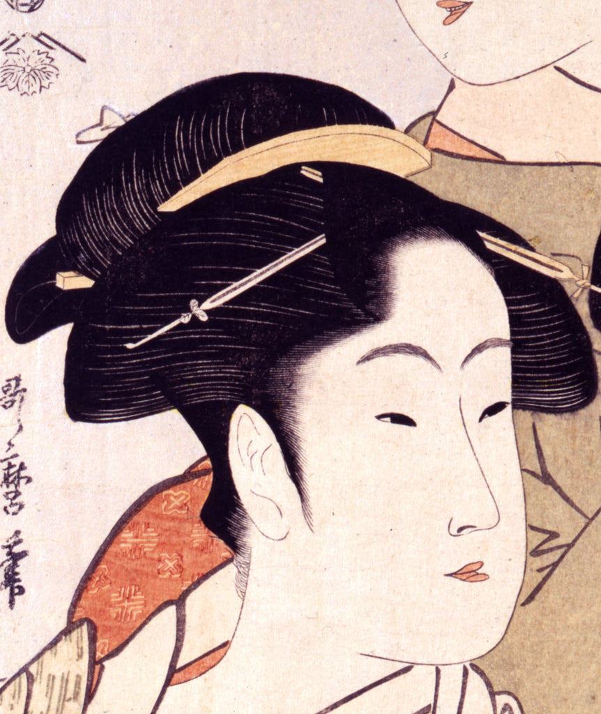 Three Beauties, Japanese Figurative Art Print, Kitagawa Utamaro