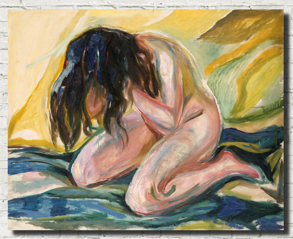 Edvard Munch Fine Art Print, Kneeling female Nude