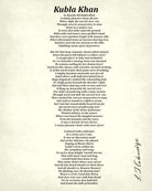 Kubla Khan, Poem by Samuel Taylor Coleridge, Typography Print