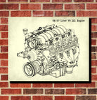 GM V8 Engine Blueprint Automotive LS1 Engine Patent Print