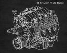 GM V8 Engine Blueprint Automotive LS1 Engine Patent Print