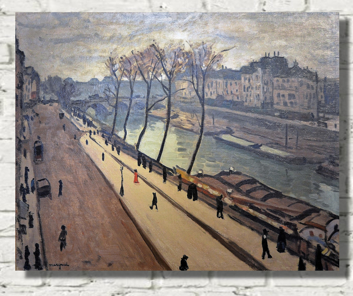 The Seine seen from the Quai des Grands-Augustins, Albert Marquet, Paris River Landscape