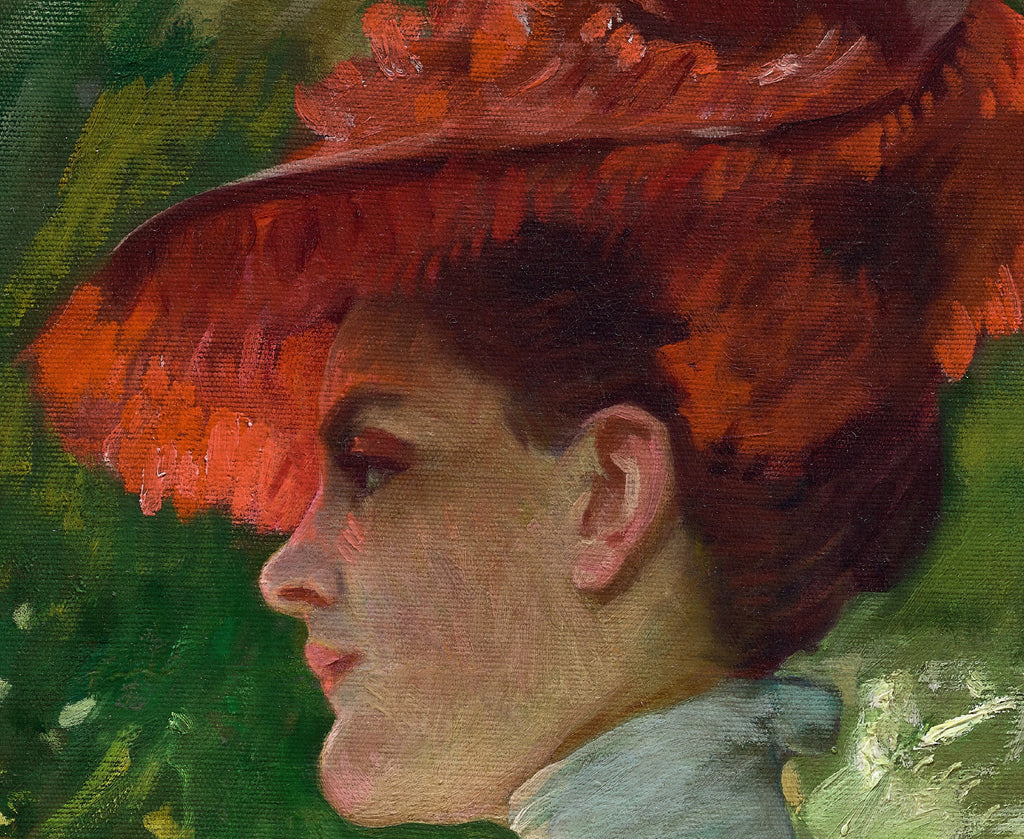 Lady with a Red Hat (Portrait of Maggie Wilson), Frank Duveneck Fine Art Print
