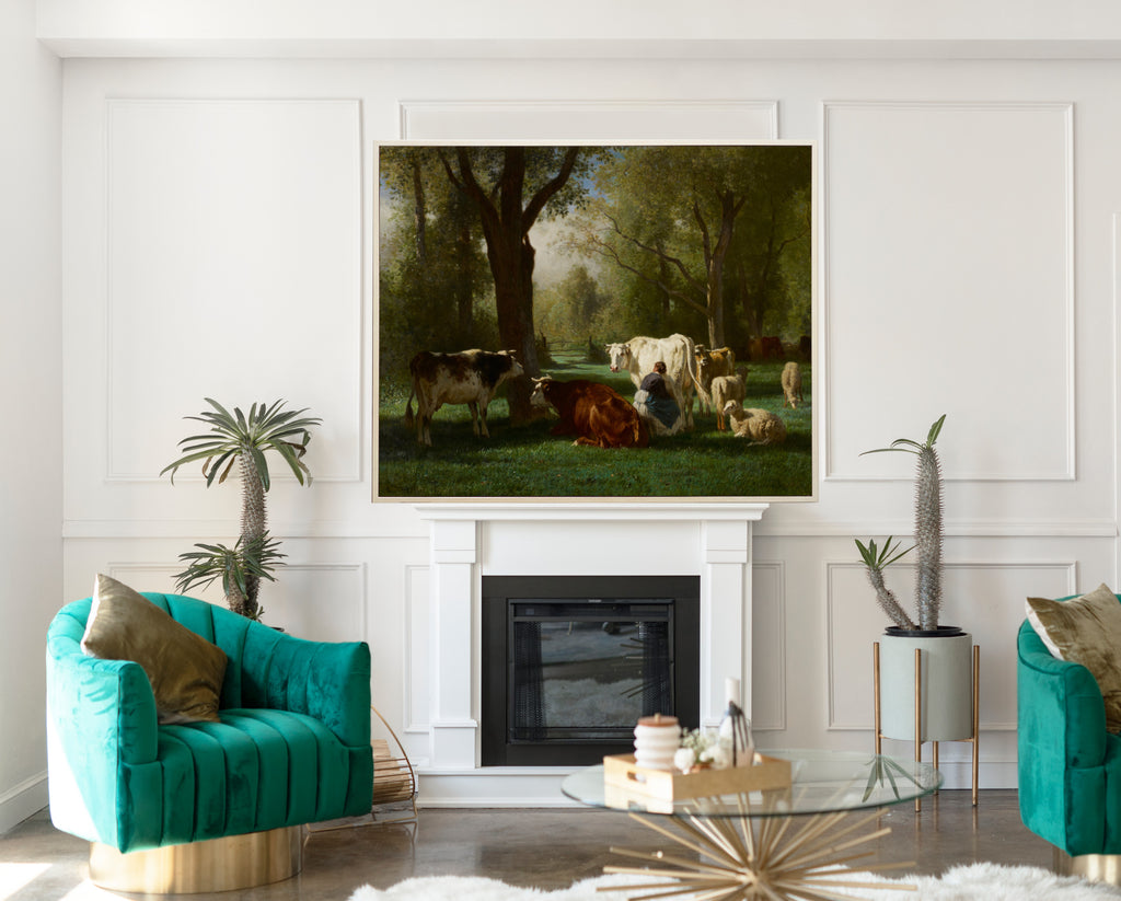 Landscape With Cattle And Sheep, Constant Troyon Fine Art Print