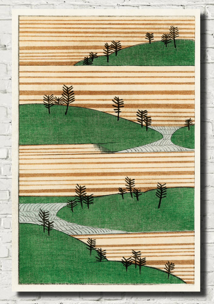 Landscape illustration from Bijutsu Sekai, Watanabe Shōtei Print