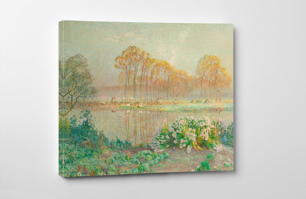 Landscape with pond and blooms, Emile Claus, Belgian Luminsm
