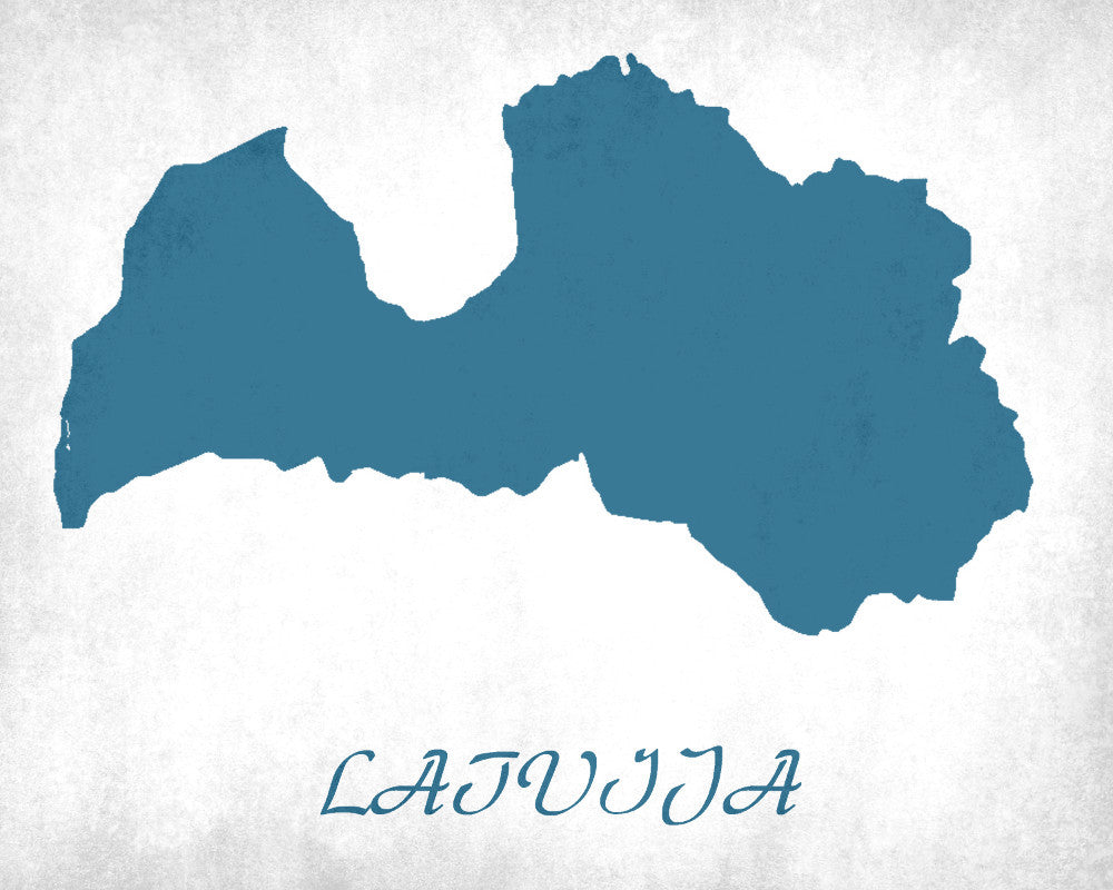 Latvian Map Print Outline Wall Map of Latvia