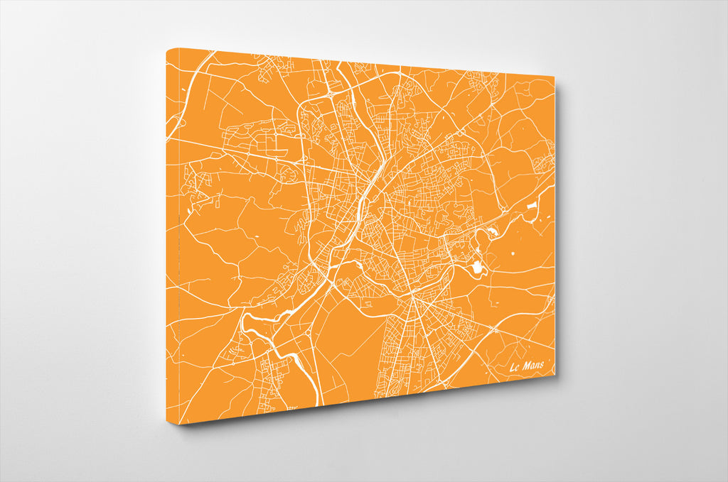 Le Mans City Street Map Print Feature Wall Art Poster