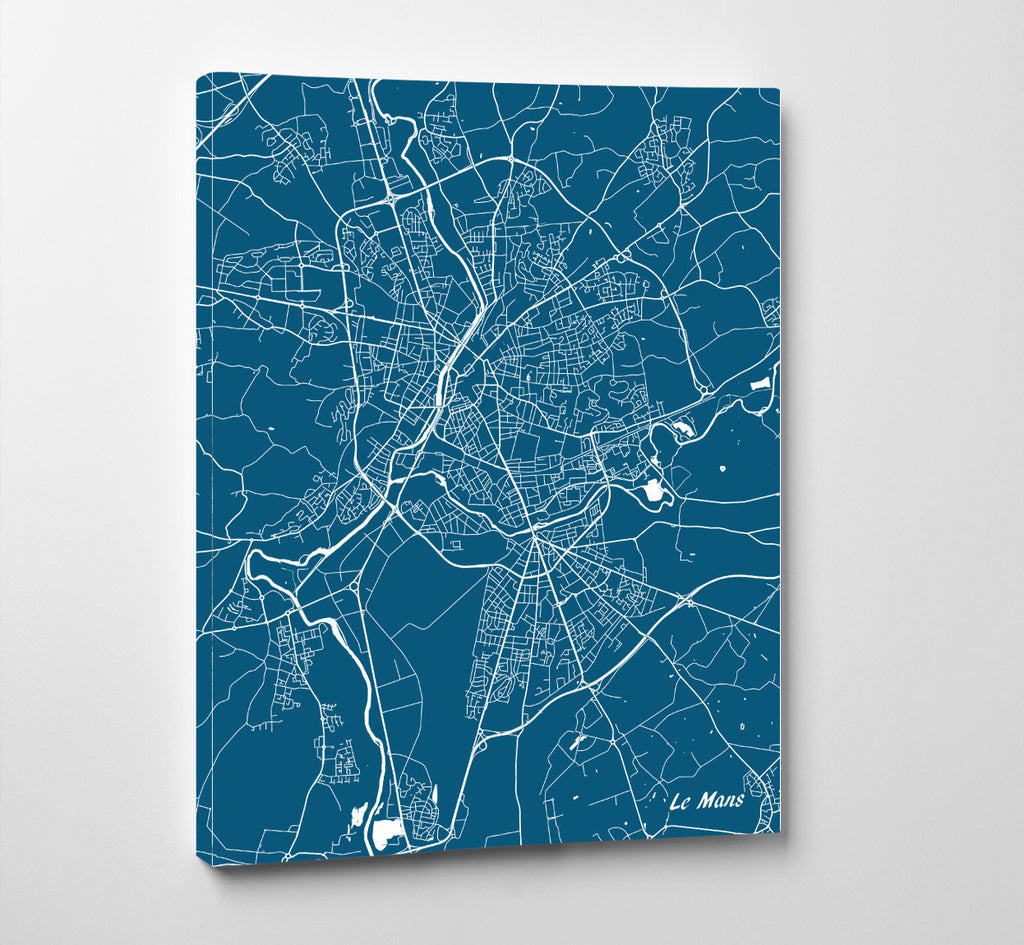 Le Mans City Street Map Print Feature Wall Art Poster