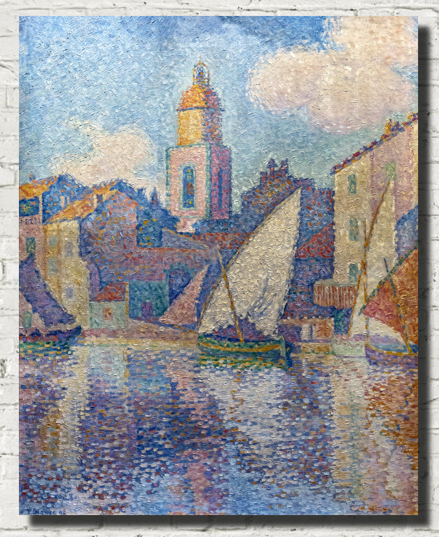 Paul Signac Fine Art Print, The bell tower of Saint-Tropez