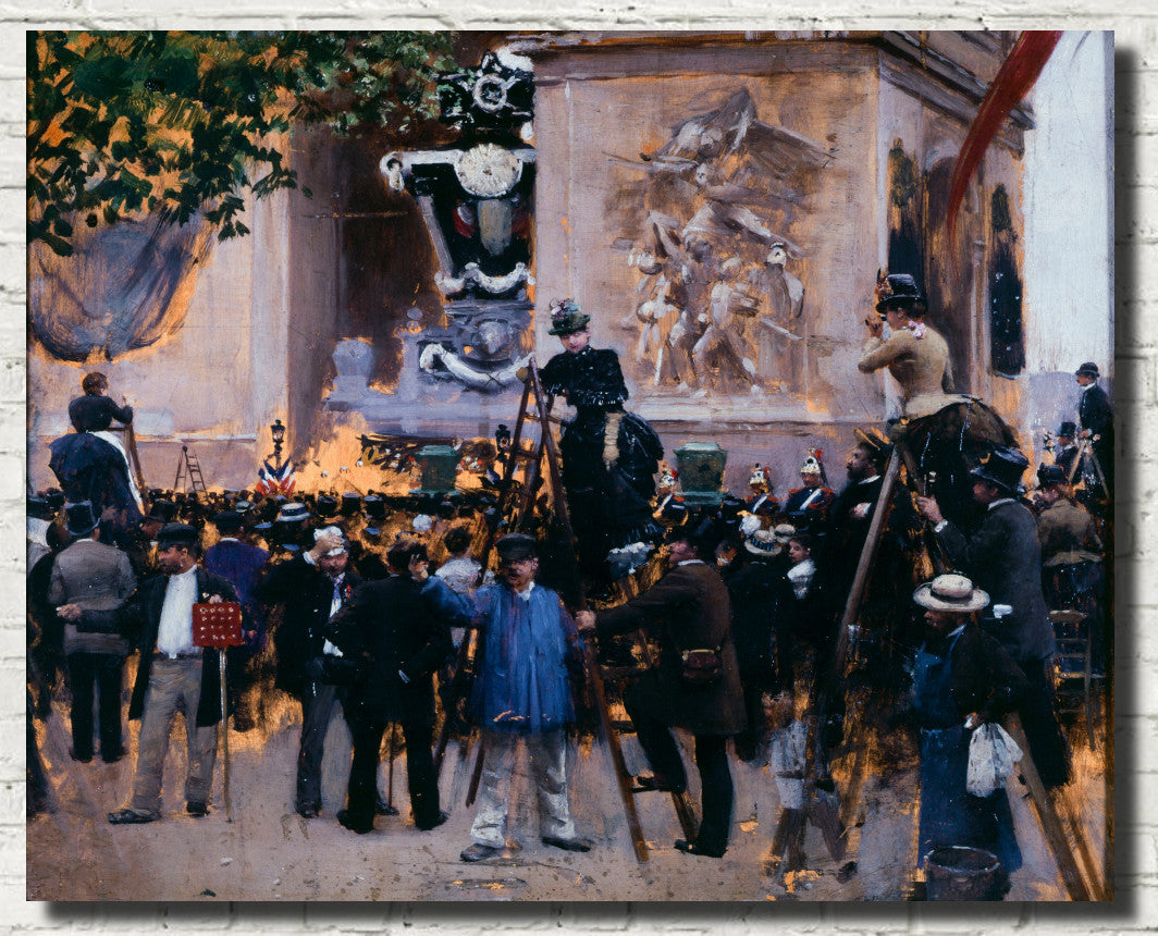 Jean Béraud Impressionist Fine Art Print, Funeral of  Victor Hugo, place de l'Étoile