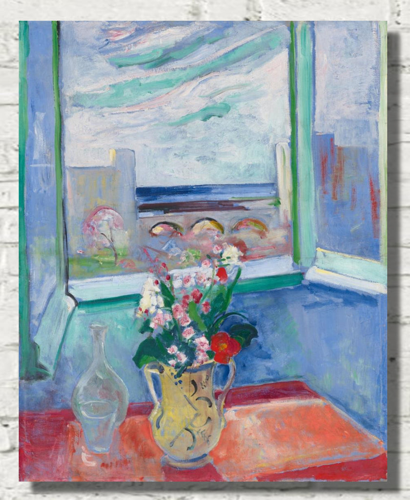 Bouquet at the window with bridge, Oskar Moll