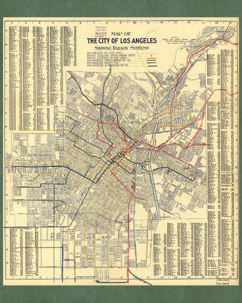 Los Angeles Rail and Street Map Print Vintage Poster Old Map as Art - OnTrendAndFab