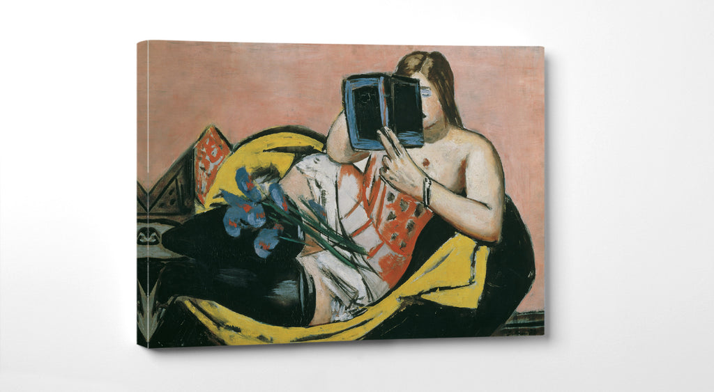 Max Beckmann, Woman Lying With Book And Irises (1931)  - New Objectivity