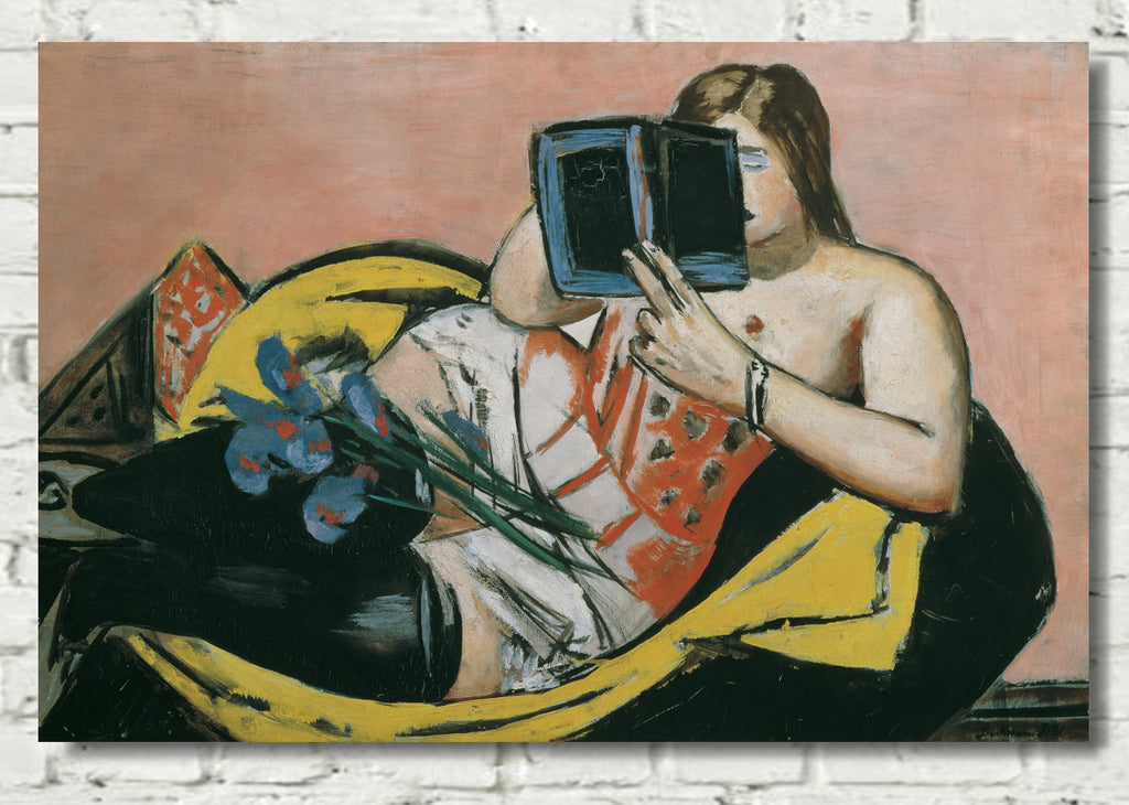 Max Beckmann, Woman Lying With Book And Irises (1931)  - New Objectivity