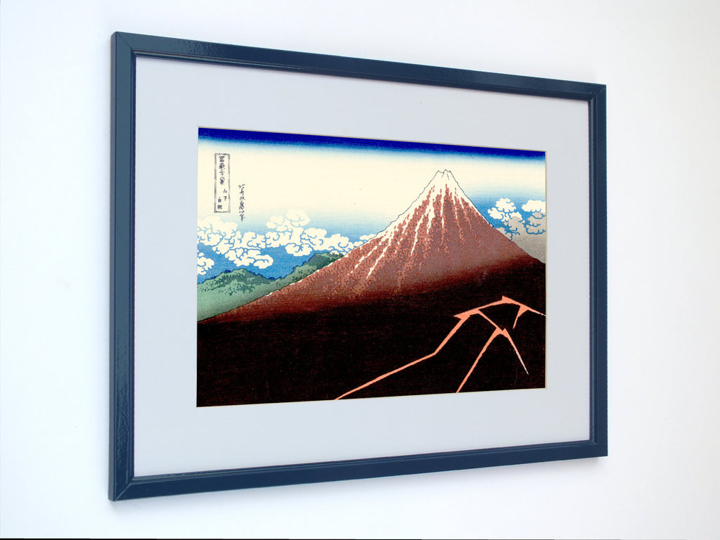 36 Views of Mount Fuji, Inume Pass, Lightning Below the Summit, Japanese Print