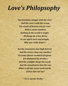 Love's Philosophy Poem by Percy Bysshe Shelley, Typography Print