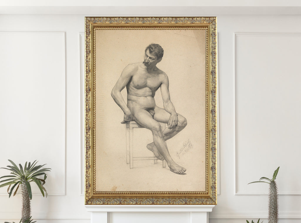 Gustav Klimt, Male Nude Seated