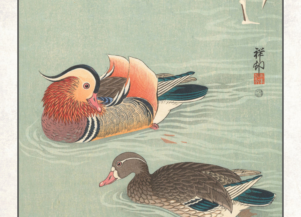 Ohara Koson Japanese Fine Art Print, Mandarin ducks